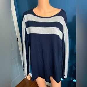 Lane Bryant Navy and Gray Long Sleeve Top